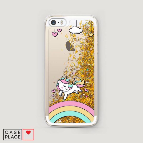 Rainbow Glitter Unicorn Liquid Case for iPhone 5/5S/SE