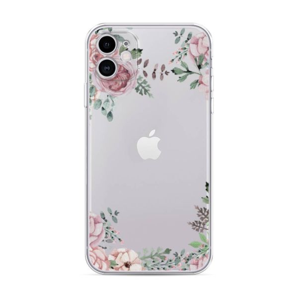 Silicone case Delicate roses watercolor for iPhone 11